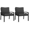 Patio Chairs with Gray Cushions 2 pcs 26.8"x29.9"x31.1" Steel