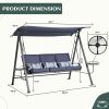 Steel 3-seater Swing Porch Swing with Canopy