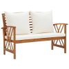 2 Piece Patio Lounge Set with Cushions Solid Acacia Wood