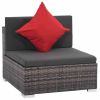 8 Piece Patio Lounge Set with Cushions Poly Rattan Gray